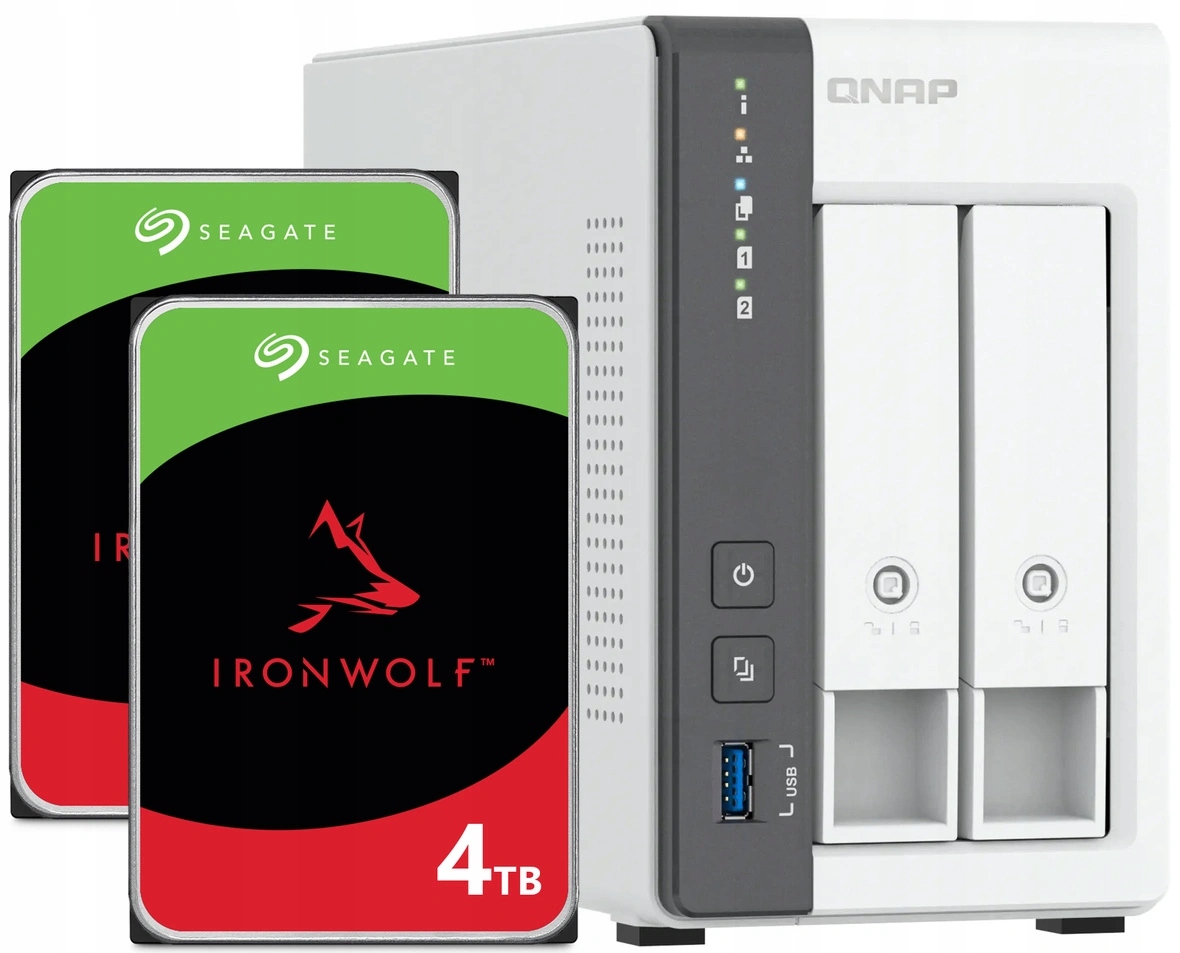 Nas server Qnap TS-216G 4GB Ram 8TB Hdd (2x4TB) Seagate IronWolf 2.5GbE Lan