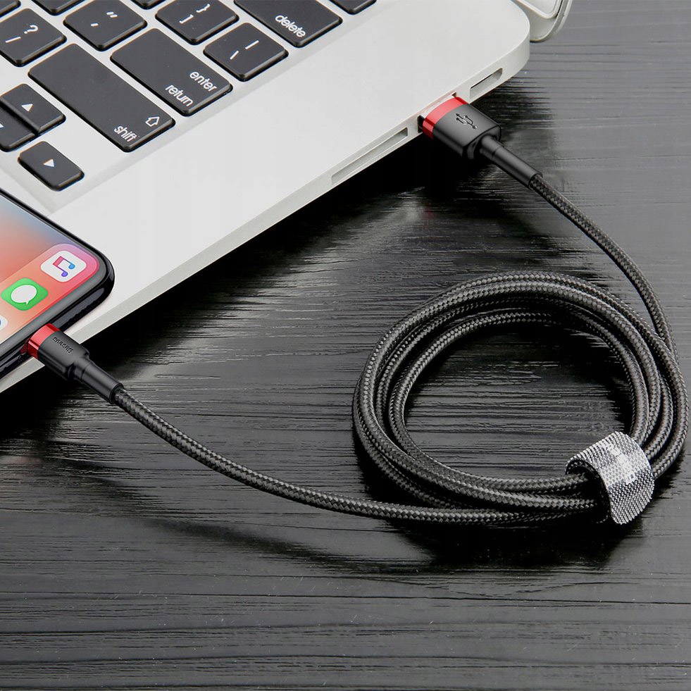 Kabel USB-A - Lightning, Baseus Cafule 2,4A, 0,5M Zgodność ze standardem Quick Charge 3.0