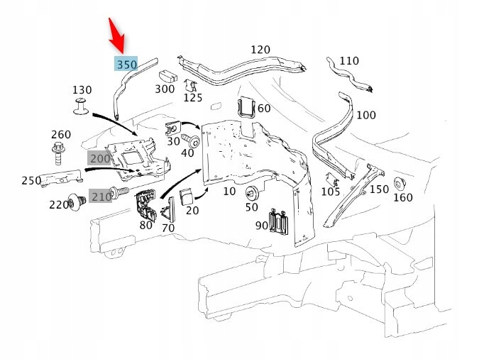 Těsnění motorové komory Mercedes C W204 A2046280198