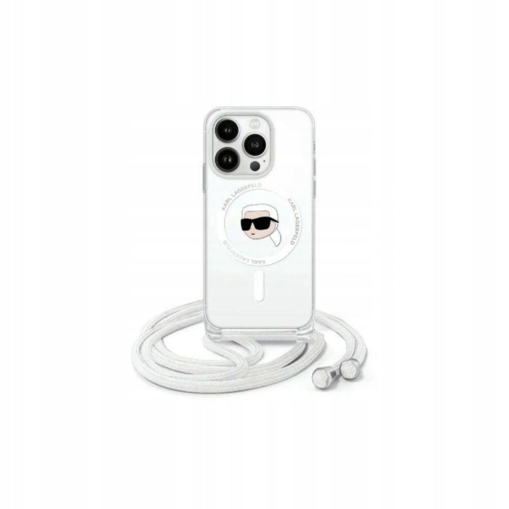 Pouzdro Karl Lagerfeld pro iPhone 16 Crossbody Karl Head MagSafe průhledné