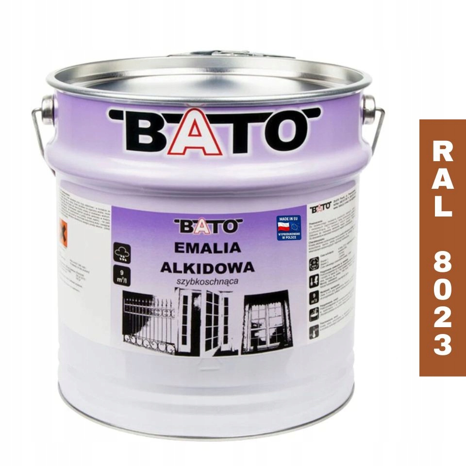 Alkydový smalt barva na kov Bato Ral 8023 rychleschnoucí 10L Pomara-hnědá