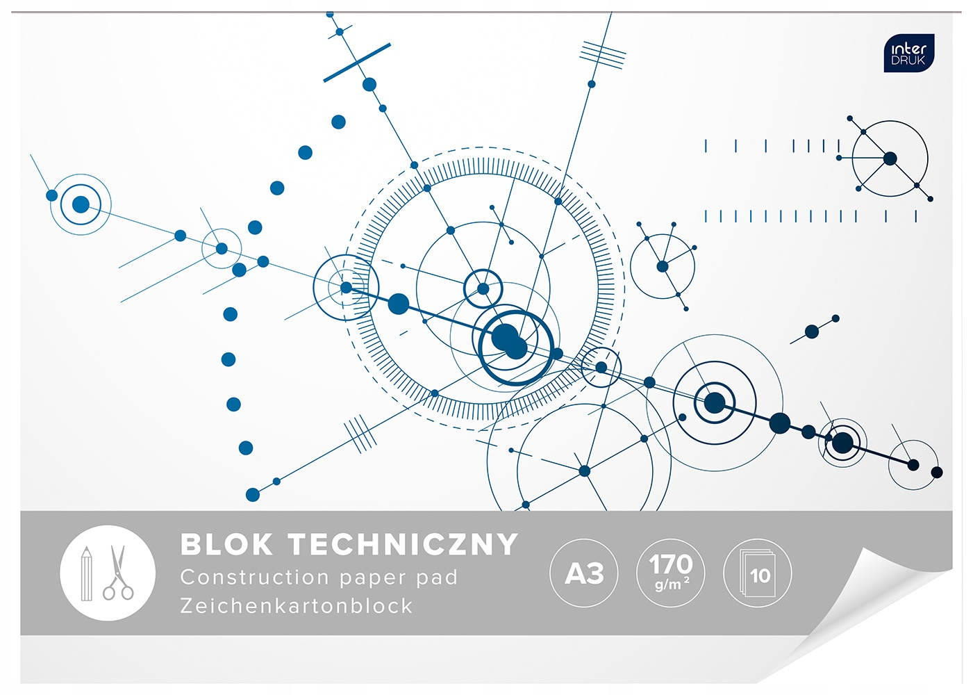 BLOK TECHNICZNY biały A3 10k 170g Interdruk Kod producenta 030-00210X