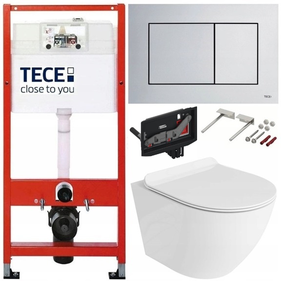 Tece Zestaw Podtynkowy Wc Miska Rimless Przycisk Chrom Mat Fresh 7W1