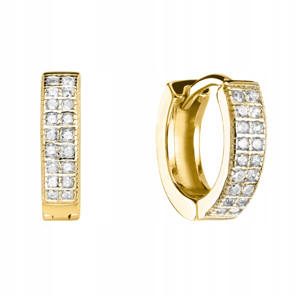 Kolczyki Pozłacane Koła Kółka z Cyrkoniami 1,1 cm Srebro 925 18K Sadva