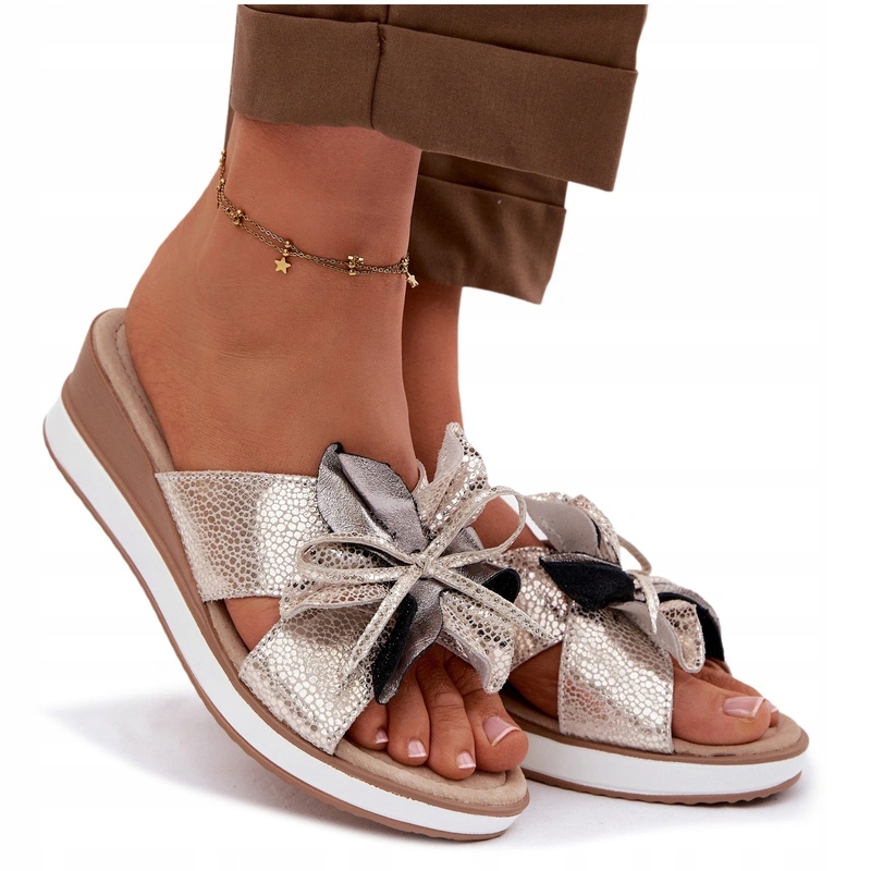 Nazouváky Dámské Kůže Lehké Pohodlné Ozdoba S.barski GR61-5989 Bláto 37