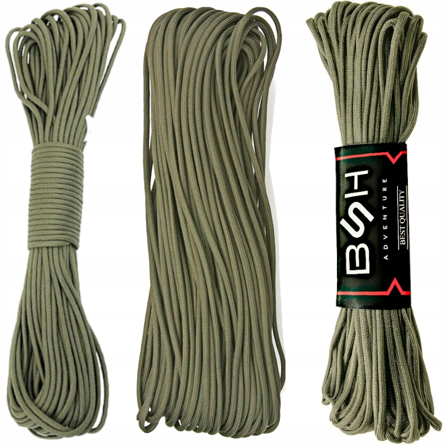 Bsh Wojskowa Linka Ekstremalnie Mocna Paracord Zielona Udźwig 250KG 30 M