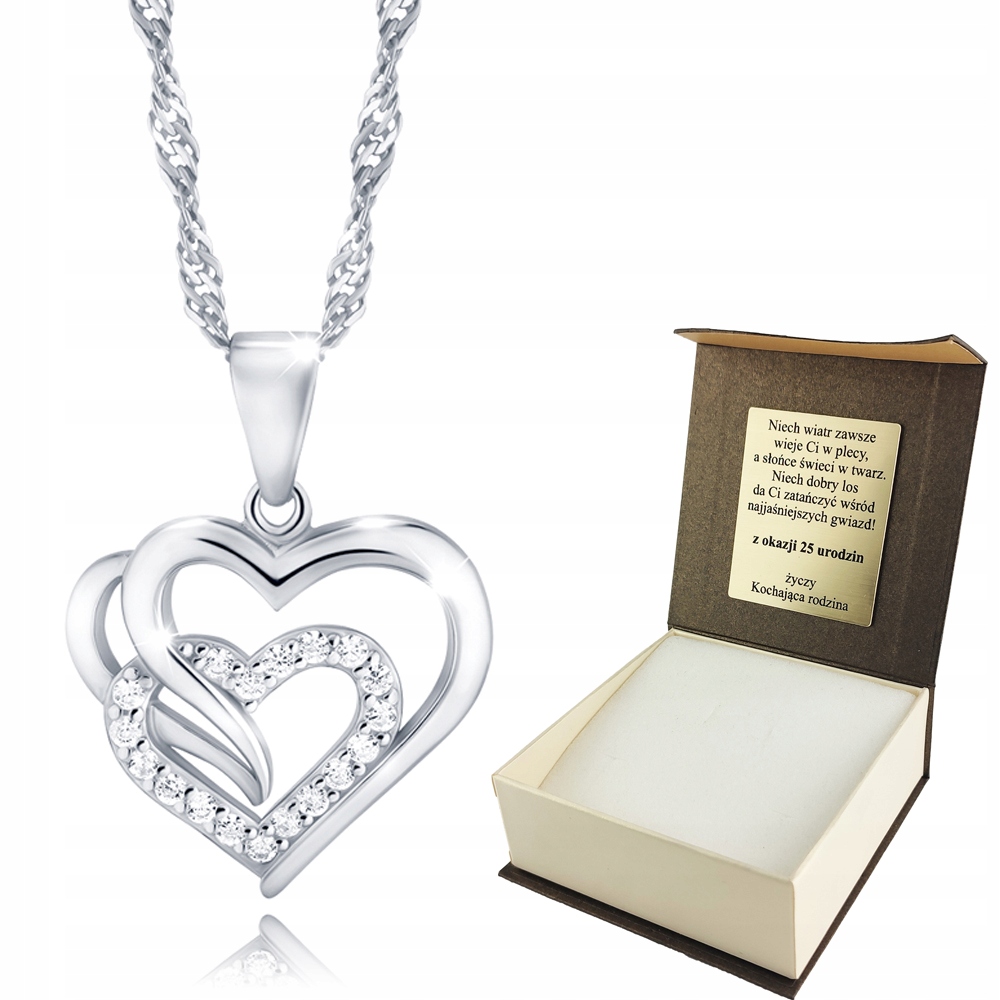 

Srebrny Łańcuszek 925 z Serduszkiem Grawer