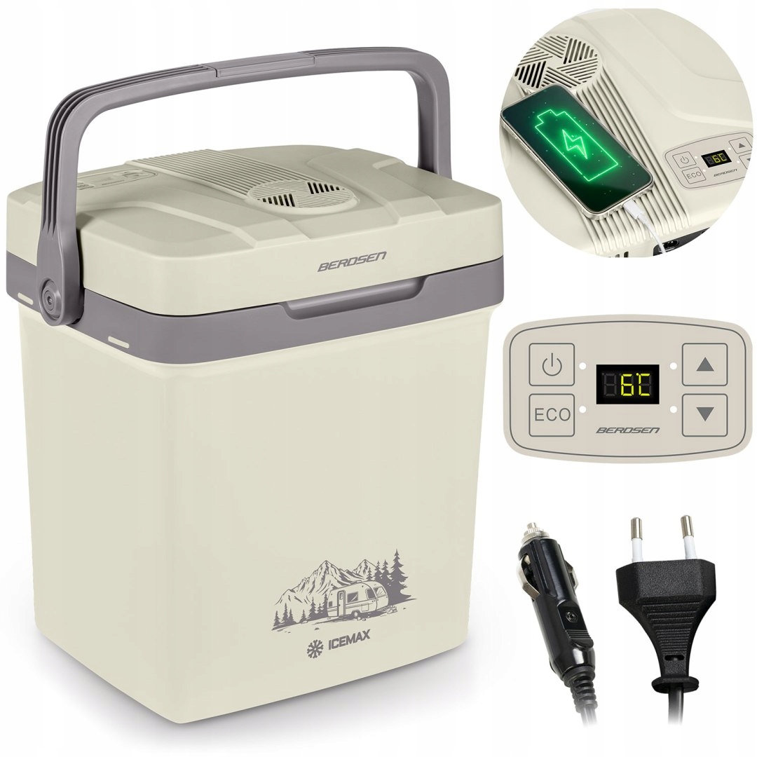 Turistická lednička Berdsen Icemax 26 litrů, režim Eco – krémová