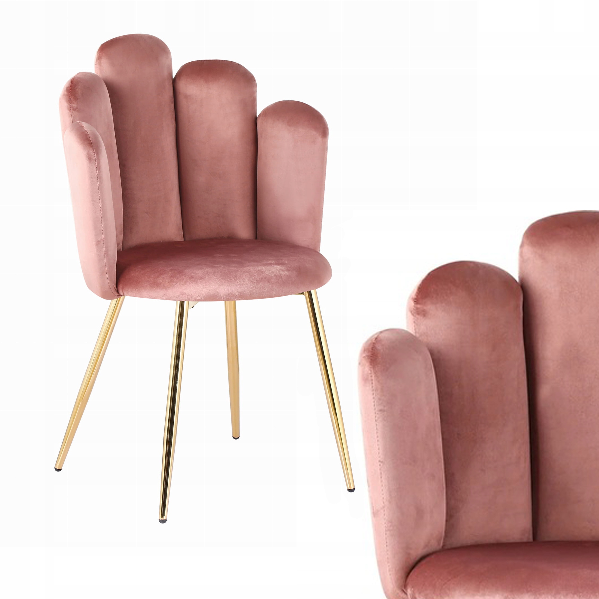 Krzesło Złoto Glamour Różowe Koral Welurowe do toaletki Salon urody Sopi