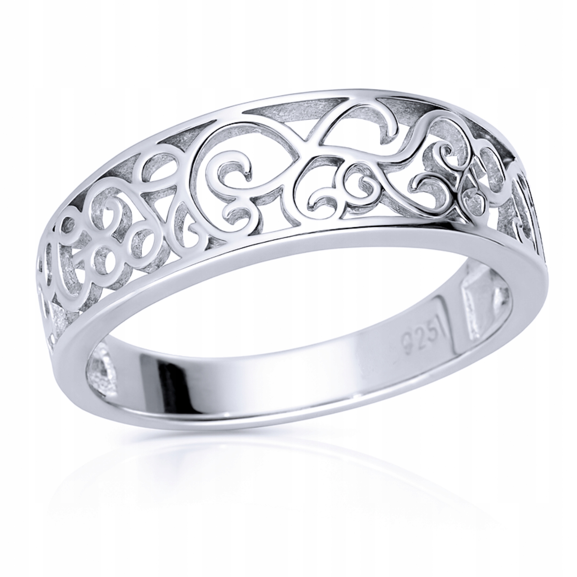 Srebrny Pierścionek 925 Ażurowa Obrączka dla kobiety Srebro 925