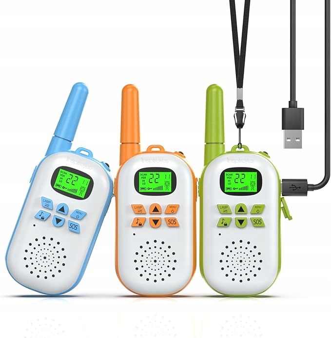 Inspireyes Walkie Talkie dla Dzieci ładowalne, Zestaw 3 szt krótkofalówki