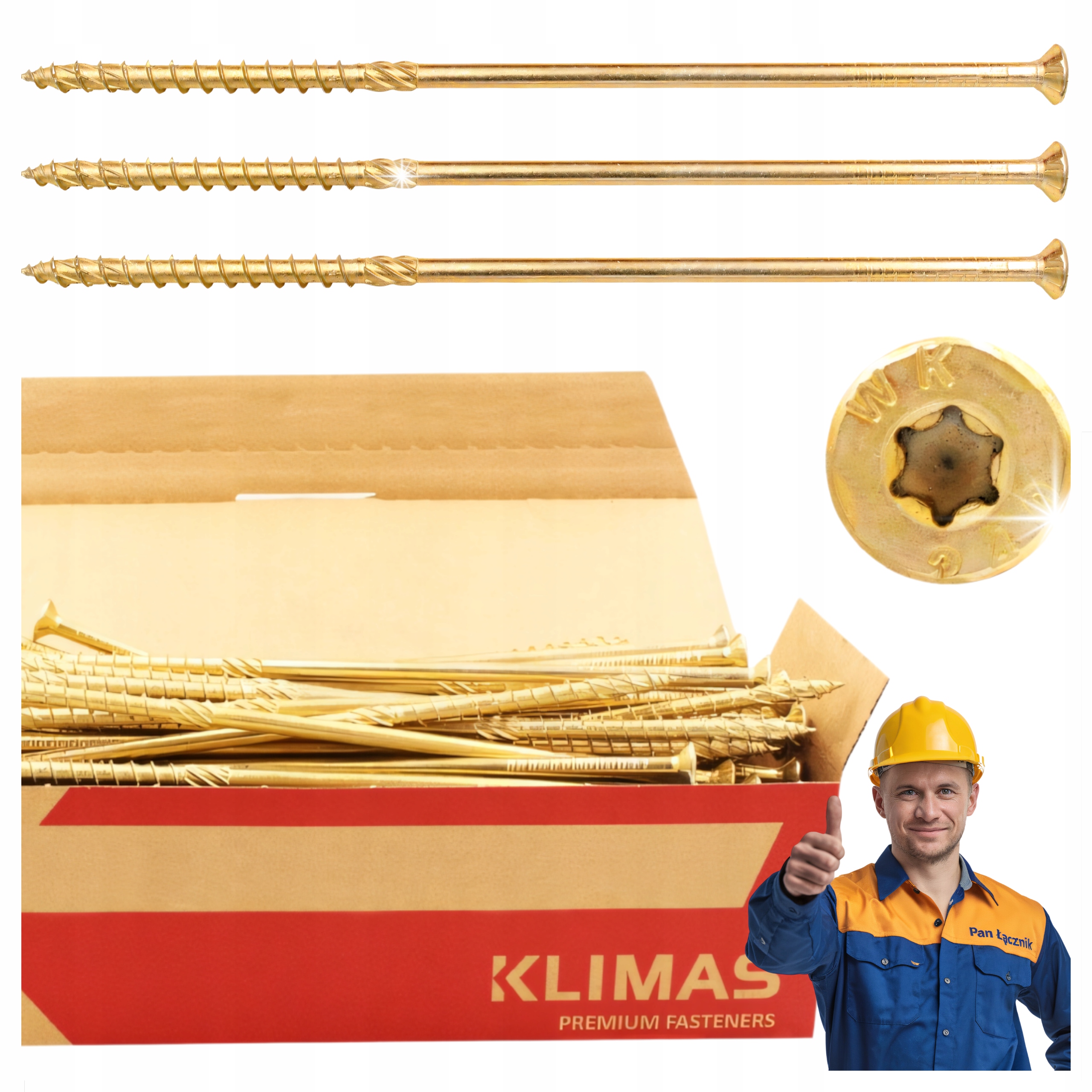 Tesárske Skrutky Do Dreva 6x300 Kužeľové Torx 100ks WKCS-60300 Klimas