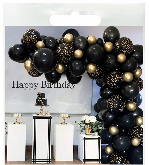 

Chromowane złoto czerń Girlanda balonowa Kropk G56