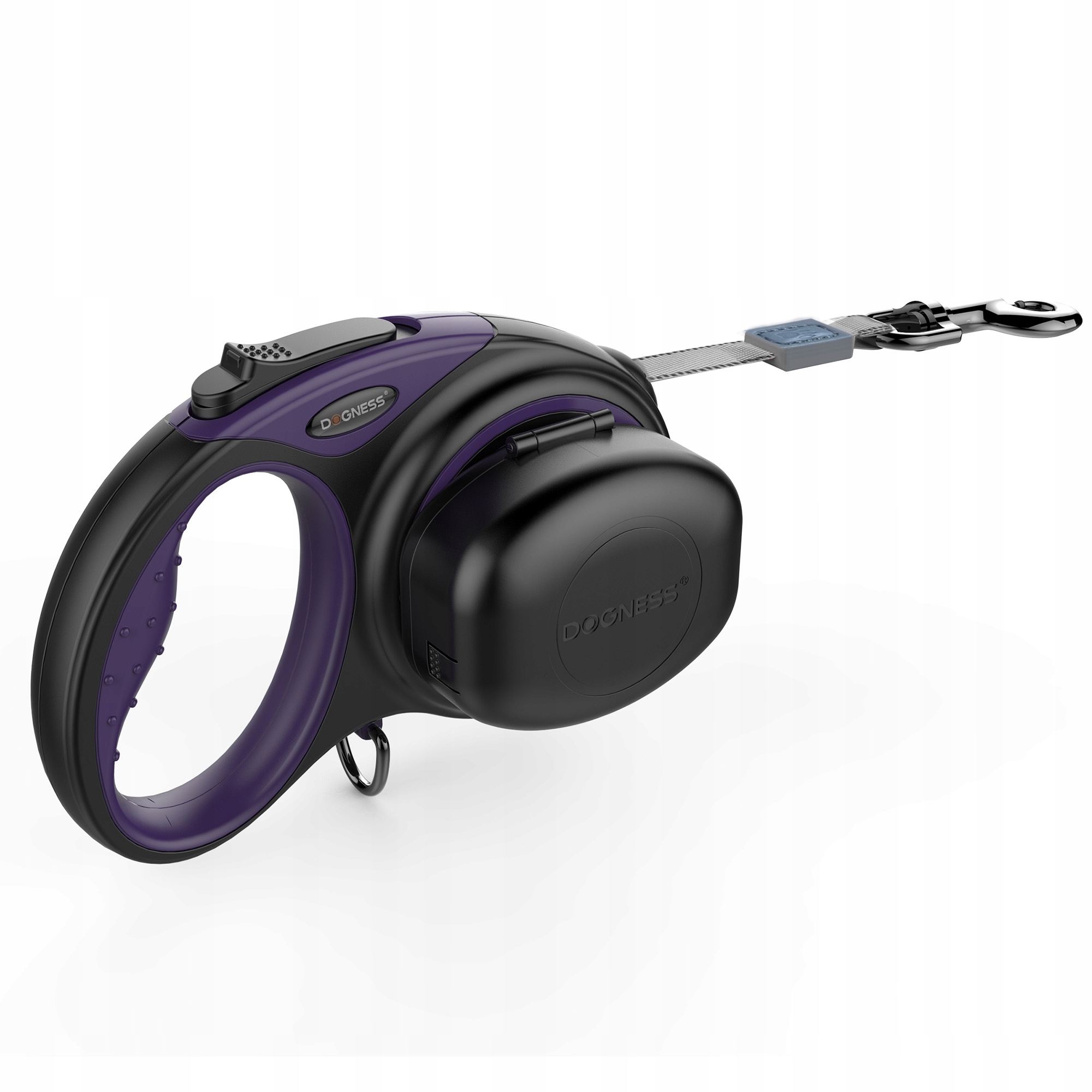 Levně Vodítko automatické Dogness páska 5 m (XL) do 50 kg fialová nádoba