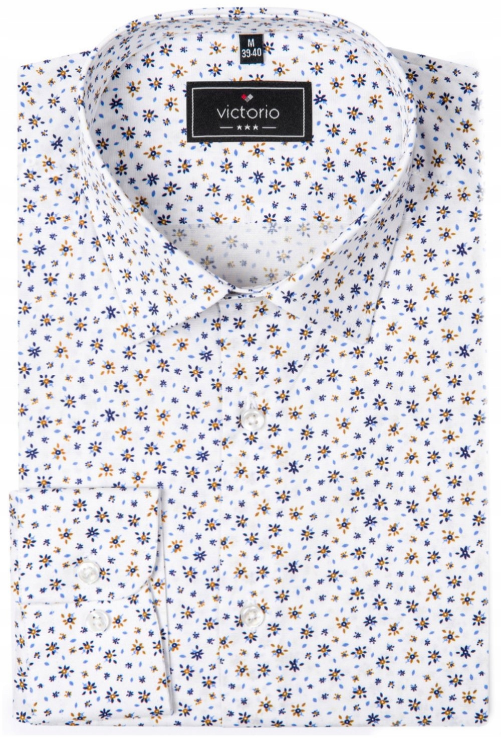 Elegantní košile, jednoduchý Střih – Victorio – drobný vzor s květinami – 42/176-182