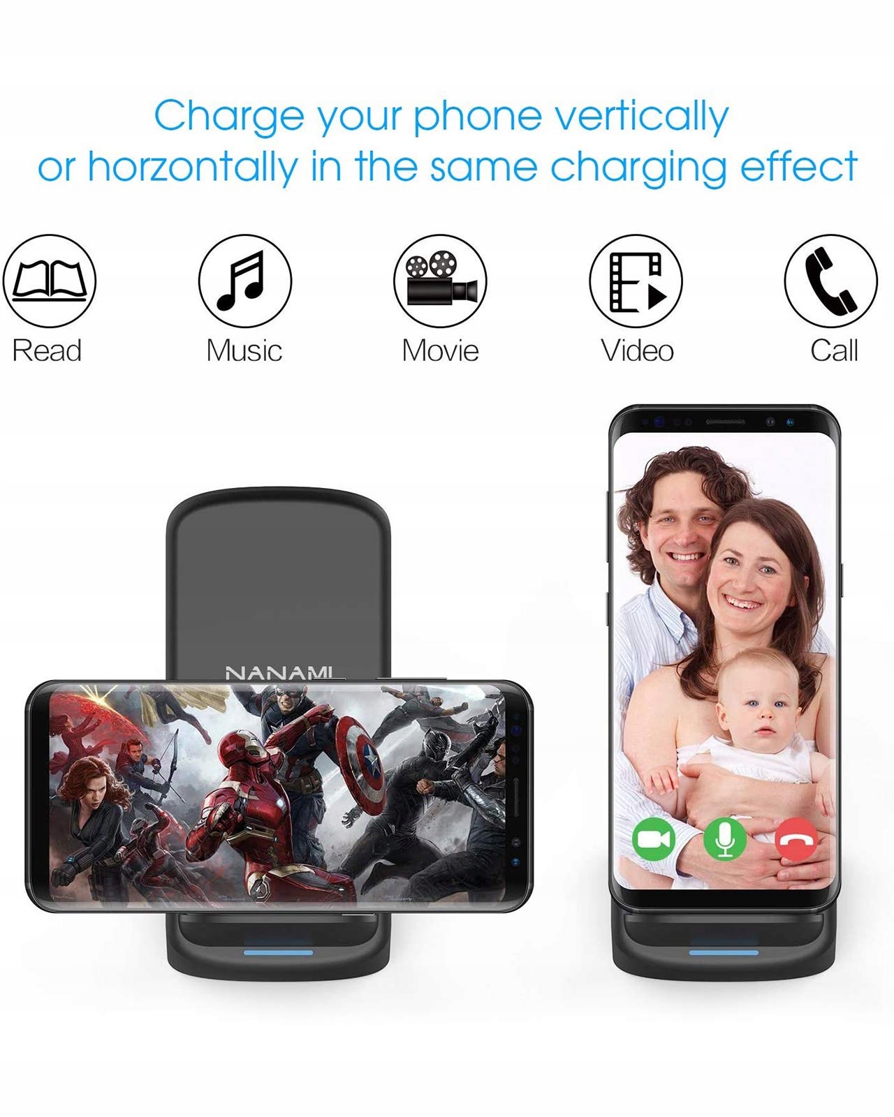 NANAMI Szybka Ładowarka Bezprzewodowa 10W Samsung iPhone Google LG — miniatura 3