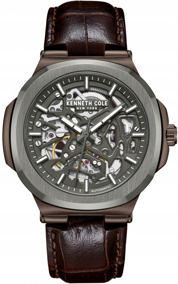 Zegarek męski Kenneth Cole KCWGX0080503 brązowy klasyczny skeleton