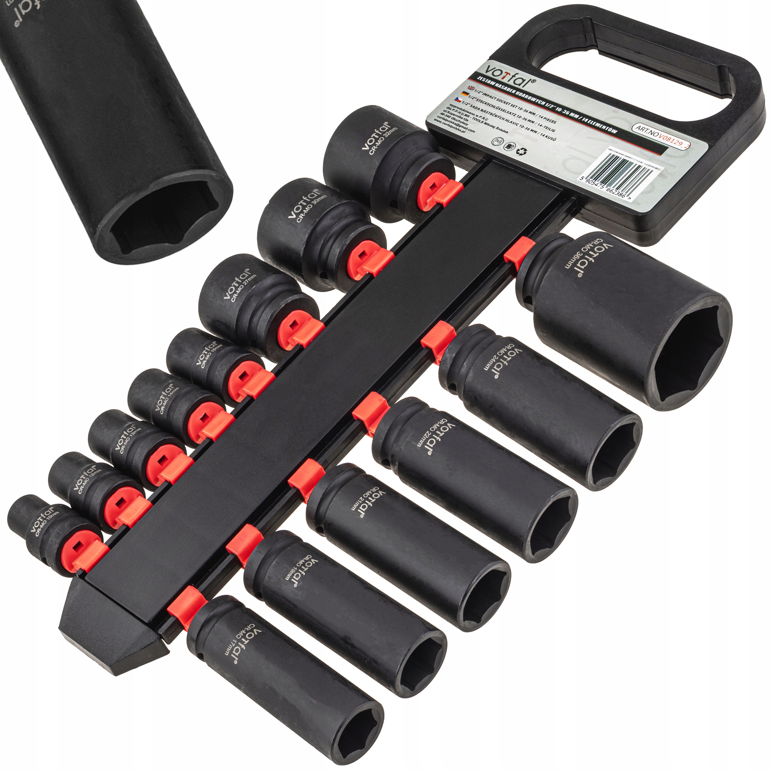 Nasadki Udarowe Klucze Nasadowe Długie 1/2" 10-36MM 6-KĄTNE 14EL Cr-mo 78MM