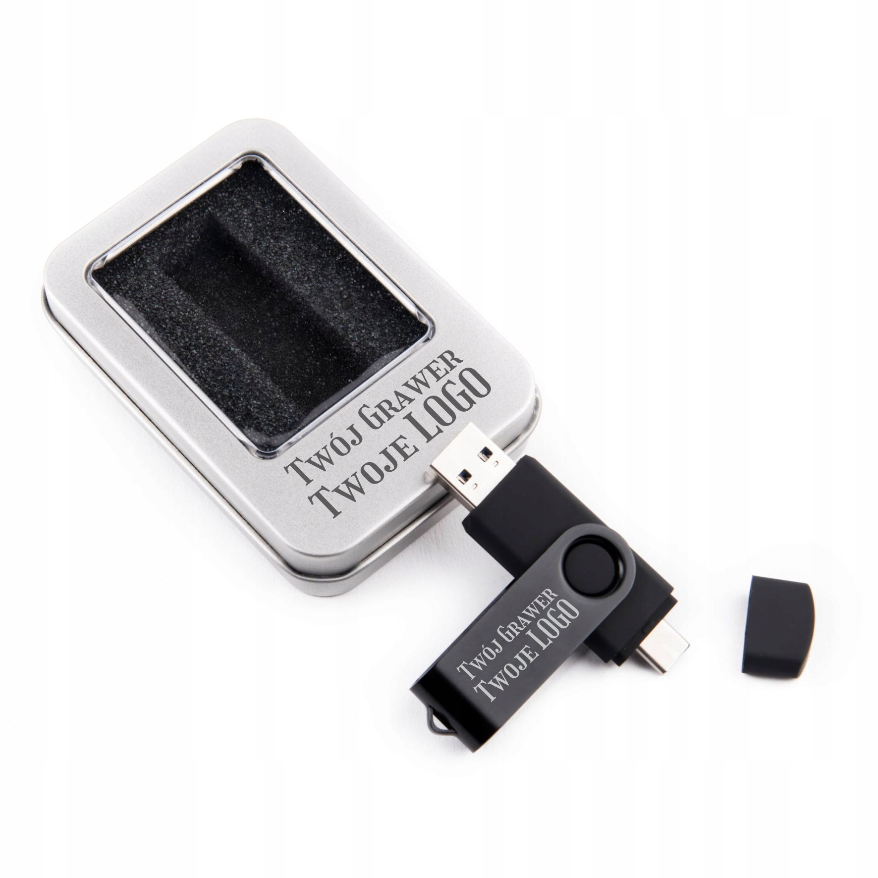 Pendrive 128 Gb 3.0 Usb-c Typ C Černý S Krabičkou Gravírovací Logo Gadget