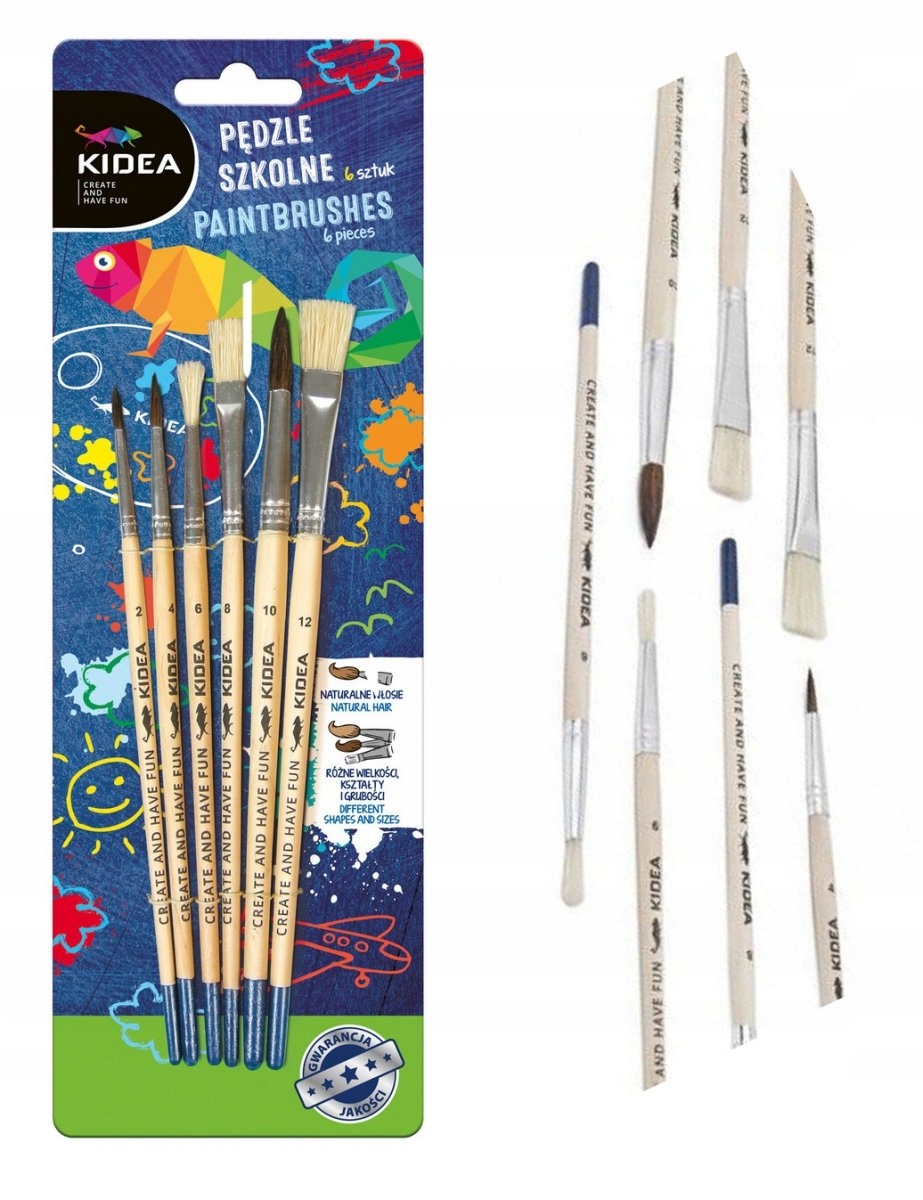 

Pędzle szkolne 6 szt. Kidea blister Derform