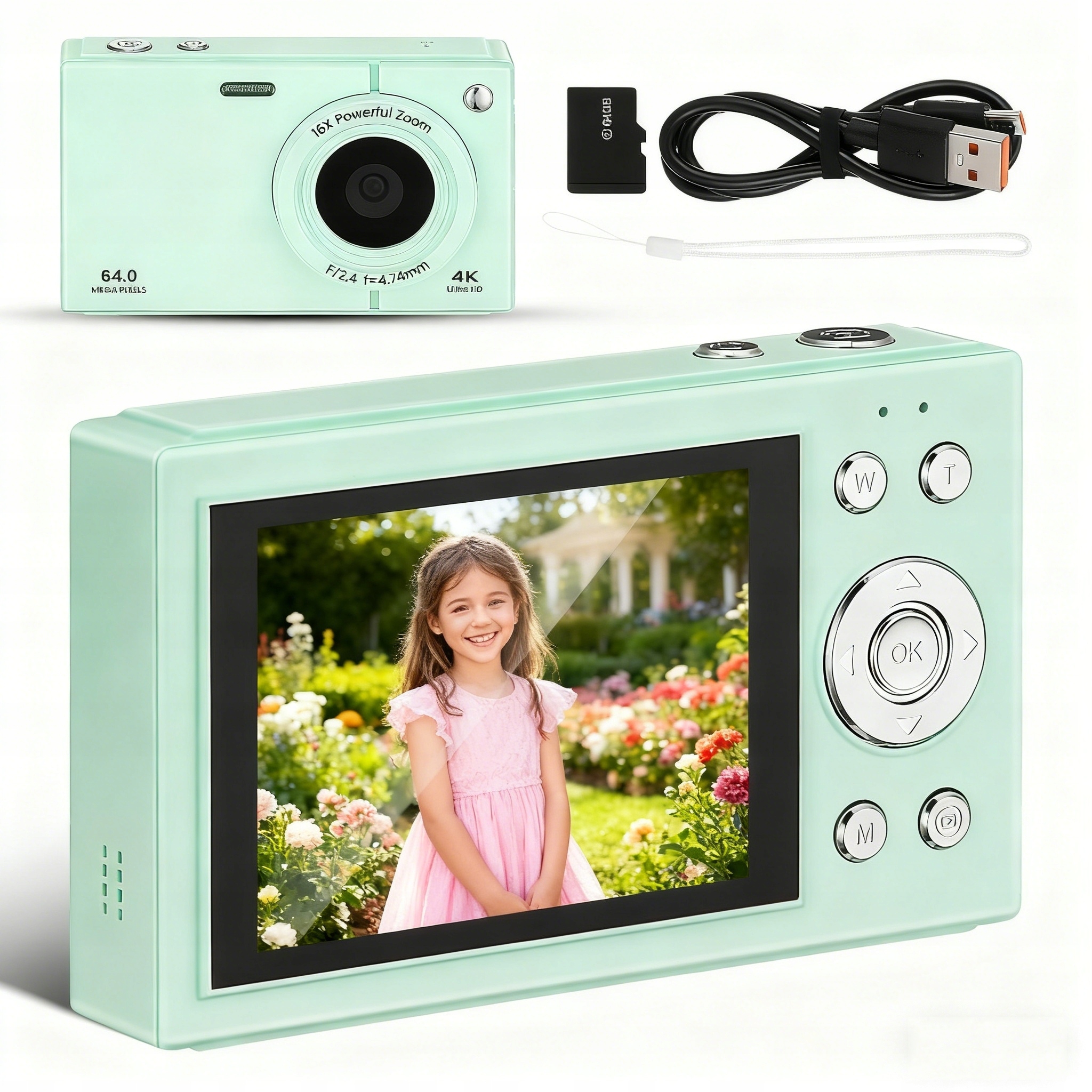 Aparat Cyfrowy 4K Hd 1080P 64MP z 16x Zoomem Idealny dla Dzieci