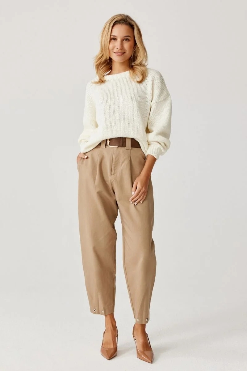 SWETER DAMSKI SWETEREK KOBIECY CIEPŁY GIGI OFF WHITE UNIWERSALNY Kolor biały