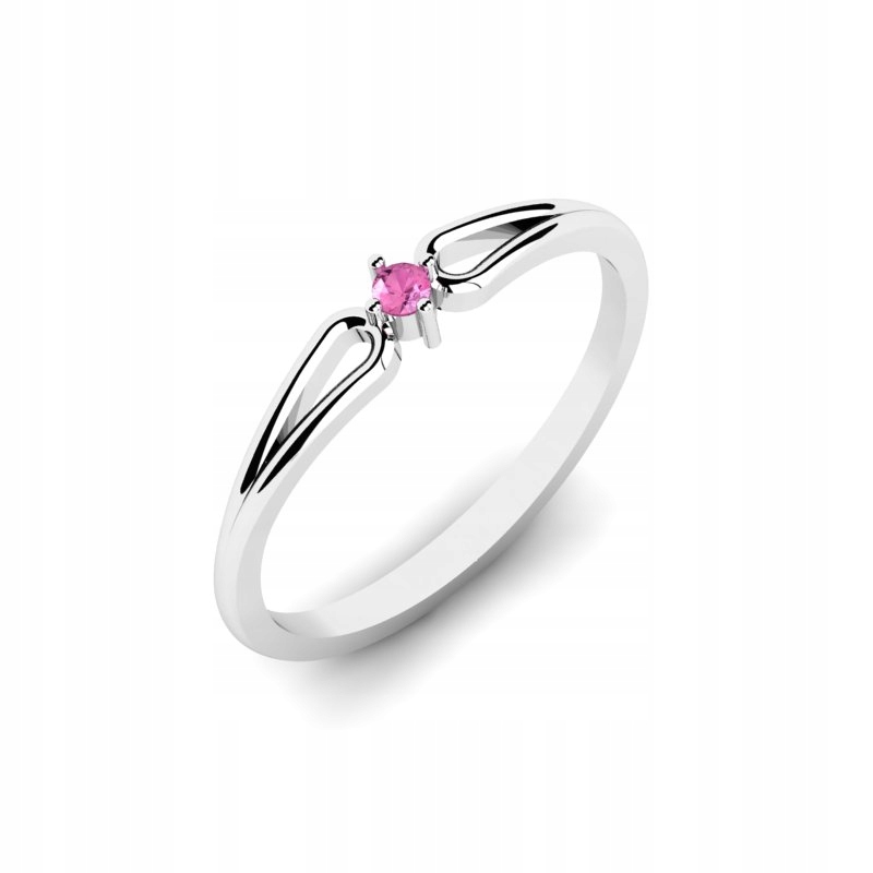 

Pierścionek Z Białego Złota Z Różową Cyrkonią 14KR