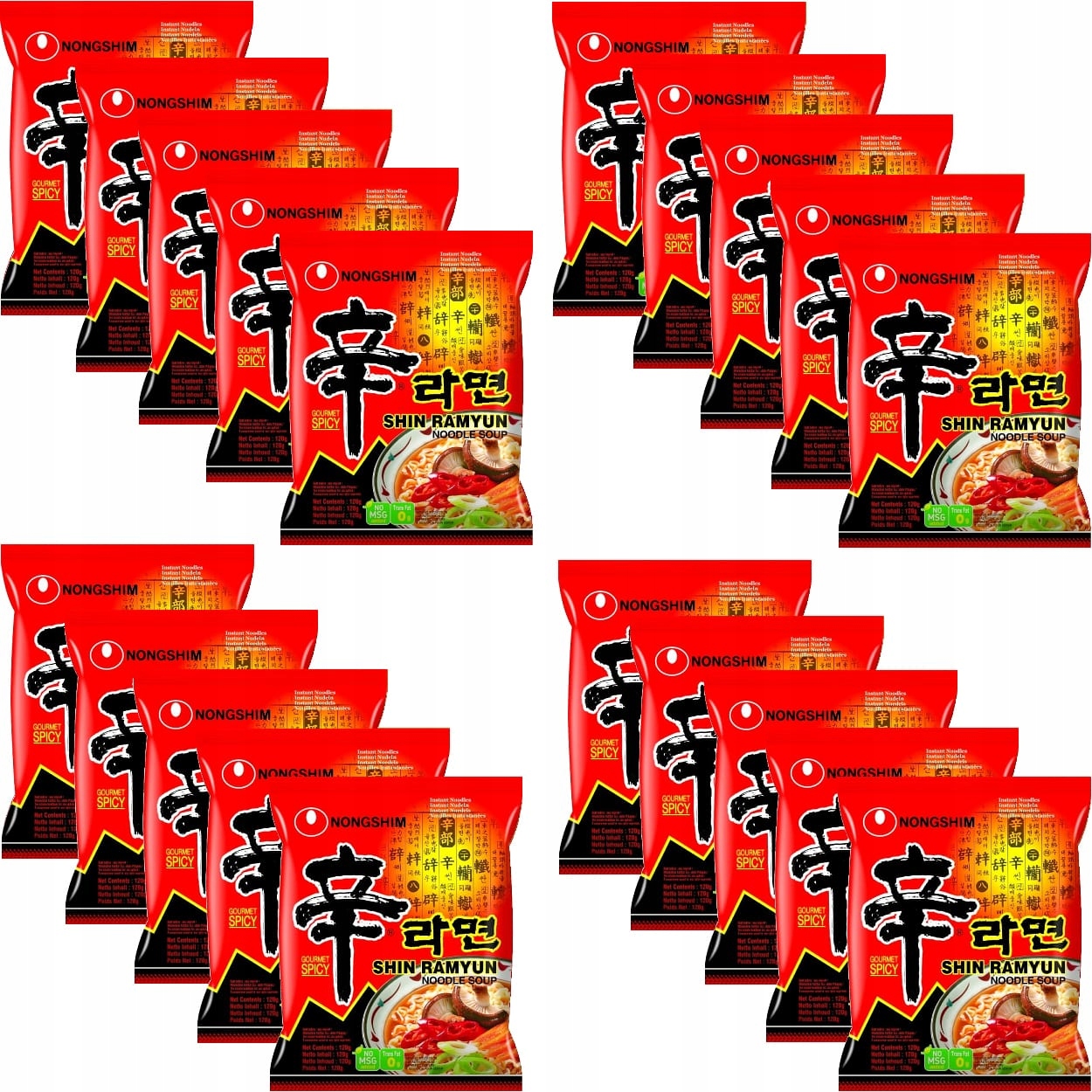 Levně Karton Korejská instantní polévka Instant Shin Ramyun 20x120 g Nong Shim