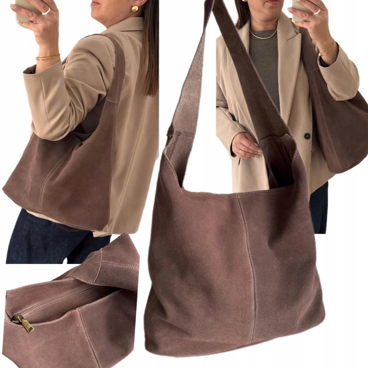 Dámská Kabelka Dárek Na Velikonoce Taška 100% Kožená Semišová Hnědá Taška