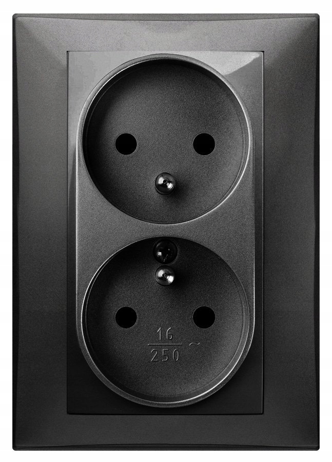 

Vestra Gniazdo podwójne z/u IP20 czarne 3835-09