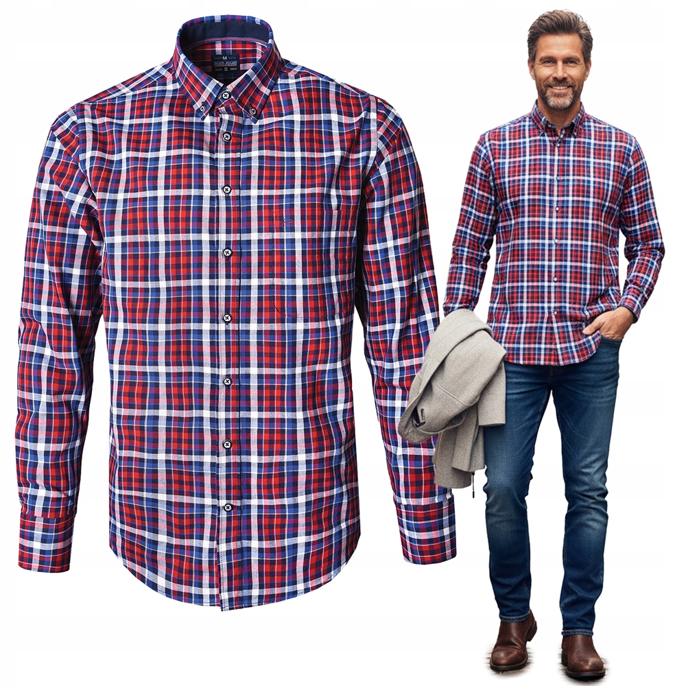 Pánská košile s dlouhým Kostkovaným rukávem, bavlněná Regular Fit Pako Jeans