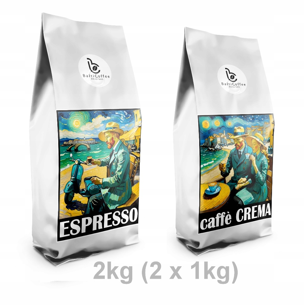 Káva Espresso Premium a Crema 100% Arabica, čerstvě pražená, 2 kg (2 x 1 kg)