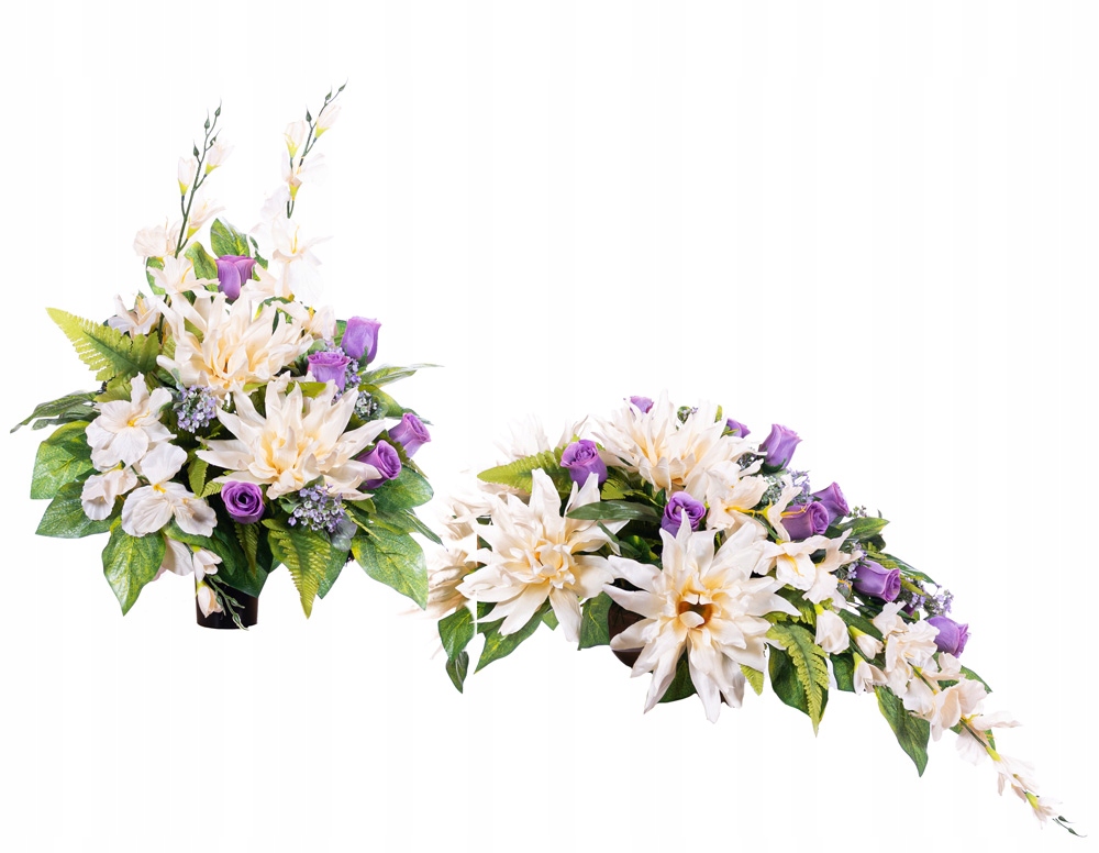 

Wiązanka kremowo fioletowa +bukiet na grób