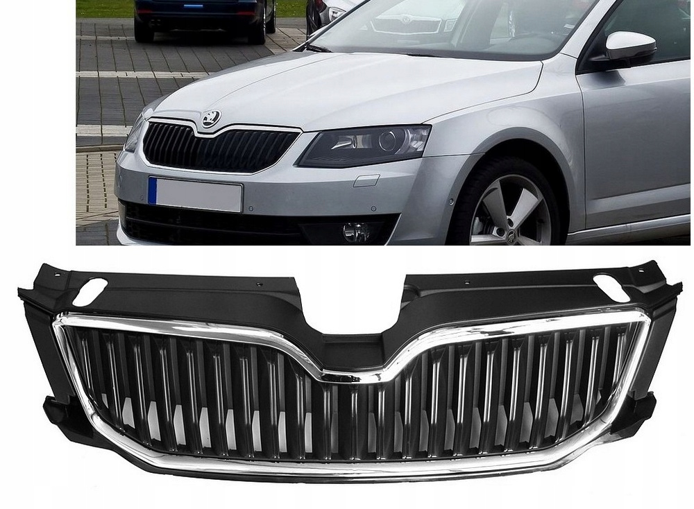 Atrapa Grill Přední černá chromovaná rámeček Škoda Octavia III 5E 2013-2017