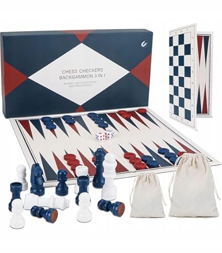 Magnetyczny zestaw podróżny 3w1 szachy warcaby backgammon(tryktrak) 25×25cm