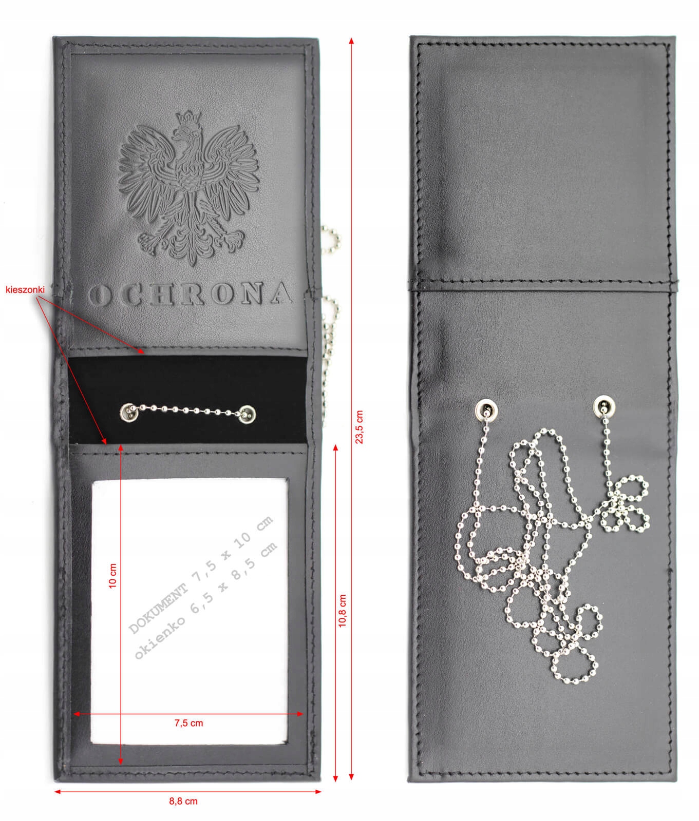 ETUI z logo OCHRONA | 100% SKÓRA + ŁAŃCUSZEK Marka inna