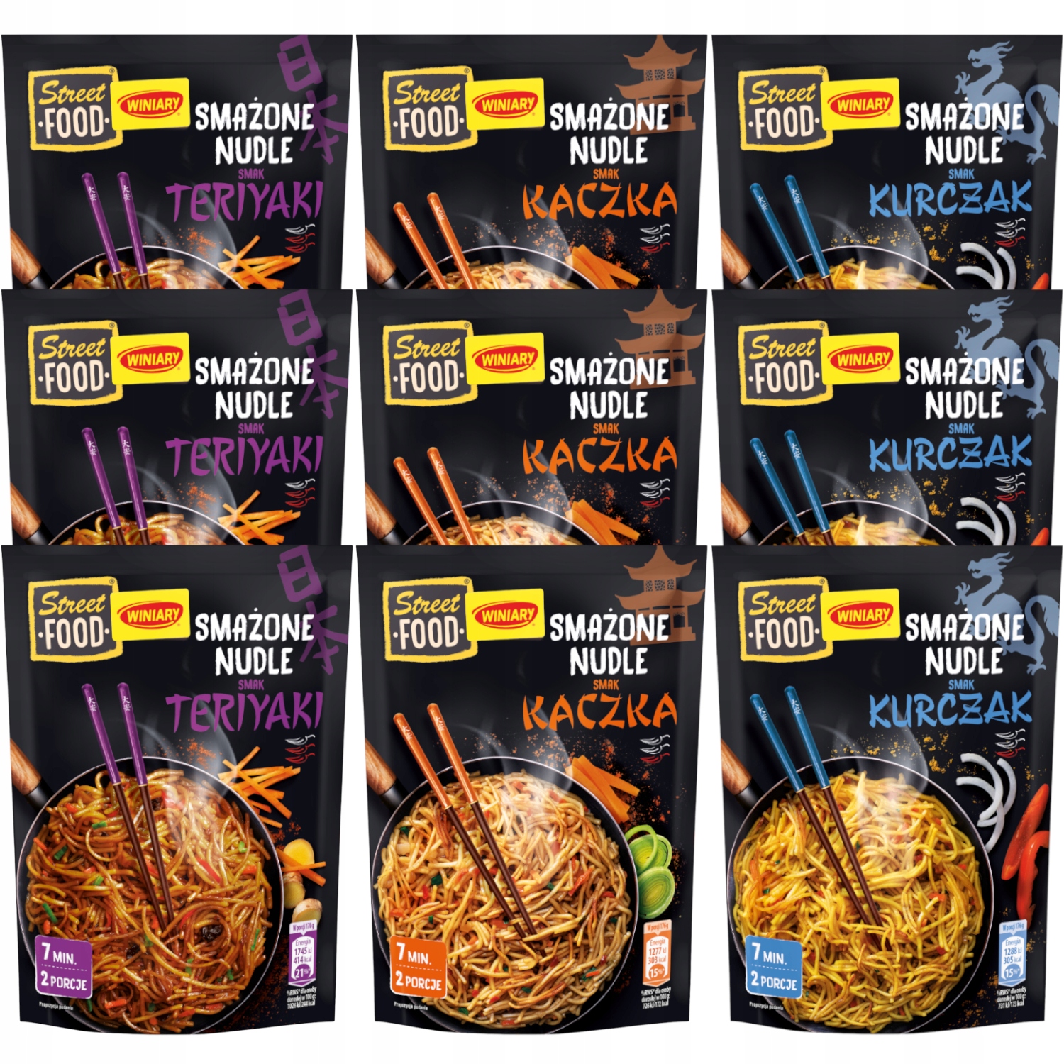 Levně Winiary Streetfood Smažené nudle mix chutí 9 ks