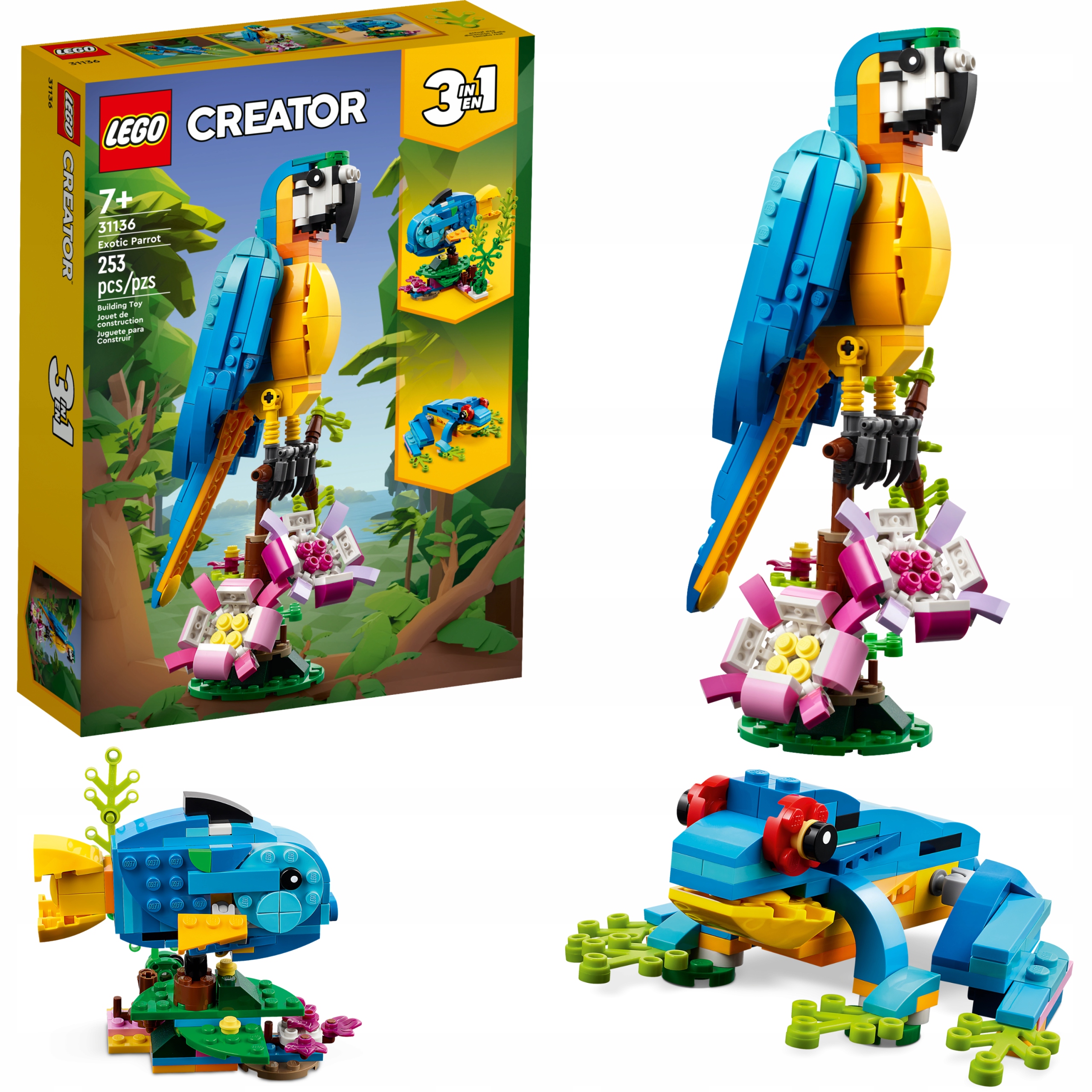 Lego Creator 3v1 Exotický papoušek 31136 Tři zvířátka džungle
