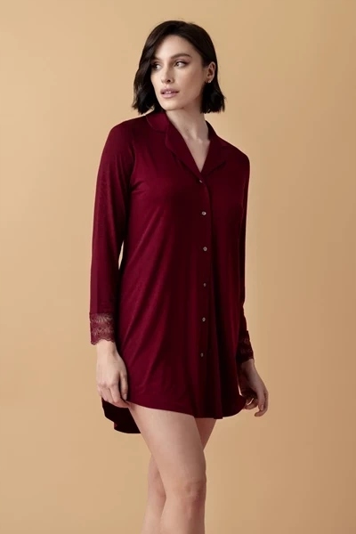 Poem krátká košile noční s knoflíky červená XL