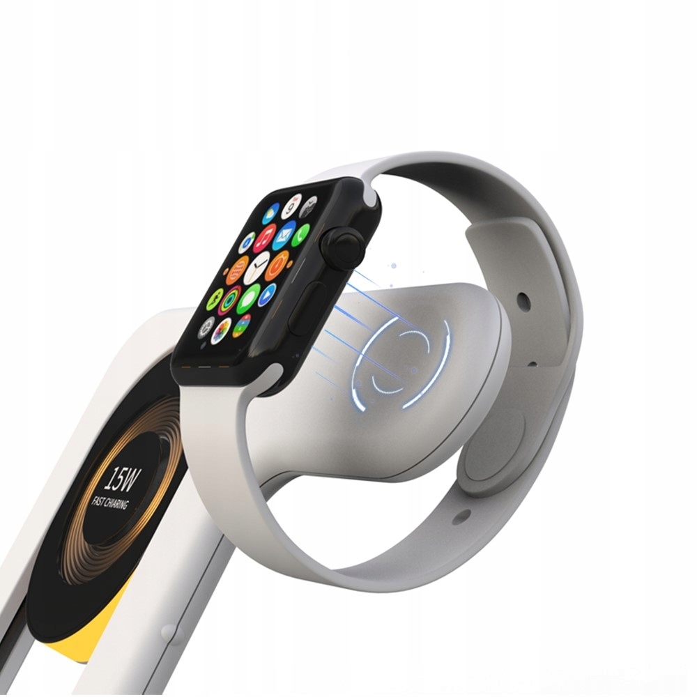 ŁADOWARKA INDUKCYJNA MAGNETYCZNA STACJA DO IPHONE APPLE WATCH Z LAMPKĄ LED Prąd wyjściowy 2000 mA