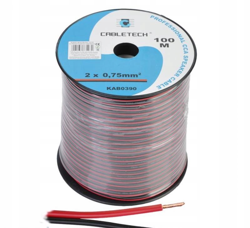 

Przewód kabel głośnikowy Cca 0.75mm Cabletech 100m
