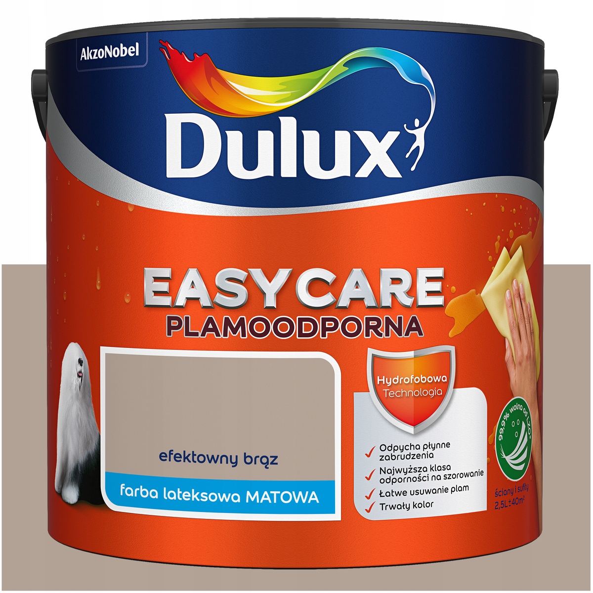Farba do ścian sufitów Plamoodporna Dulux Easycare Efektowny Brąz 2,5L