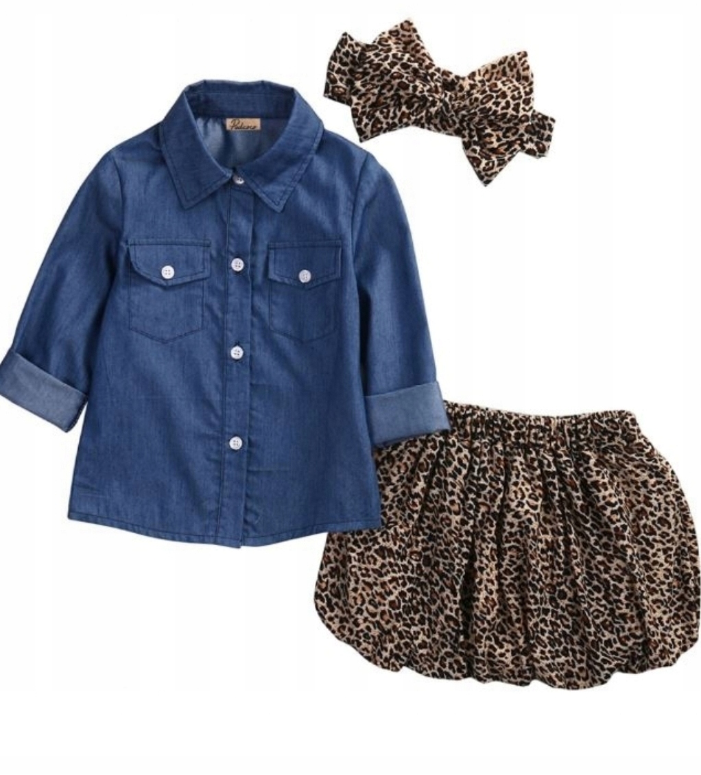 

Koszula jeans panterka spódniczka opaska 110 116