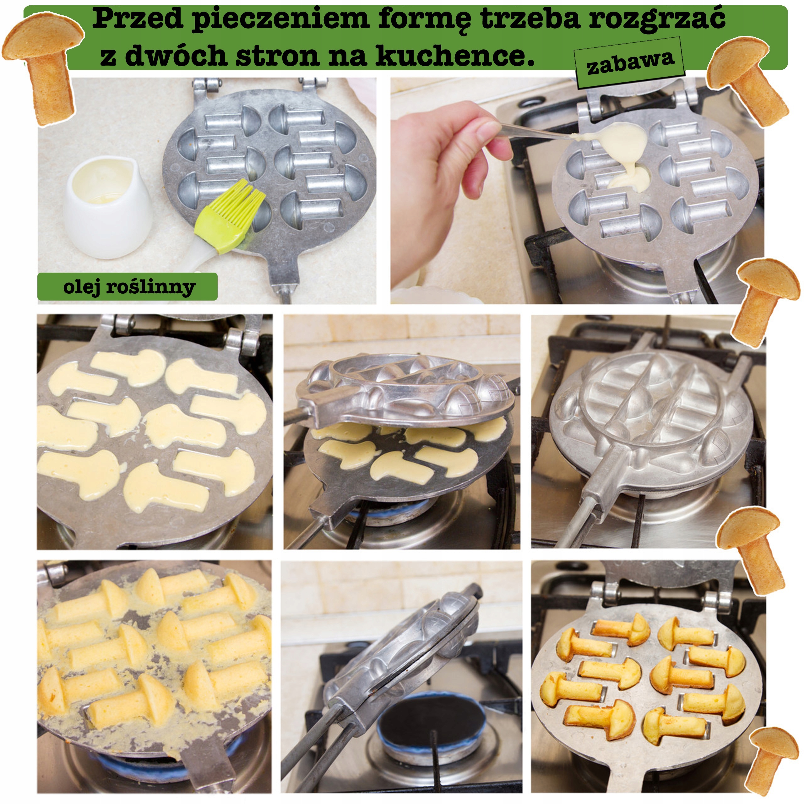 FORMA PATELNIA OPIEKACZ DO PIECZENIA CIASTEK GRZYBKI GRZYBKÓW orzeszków #71 Marka inna