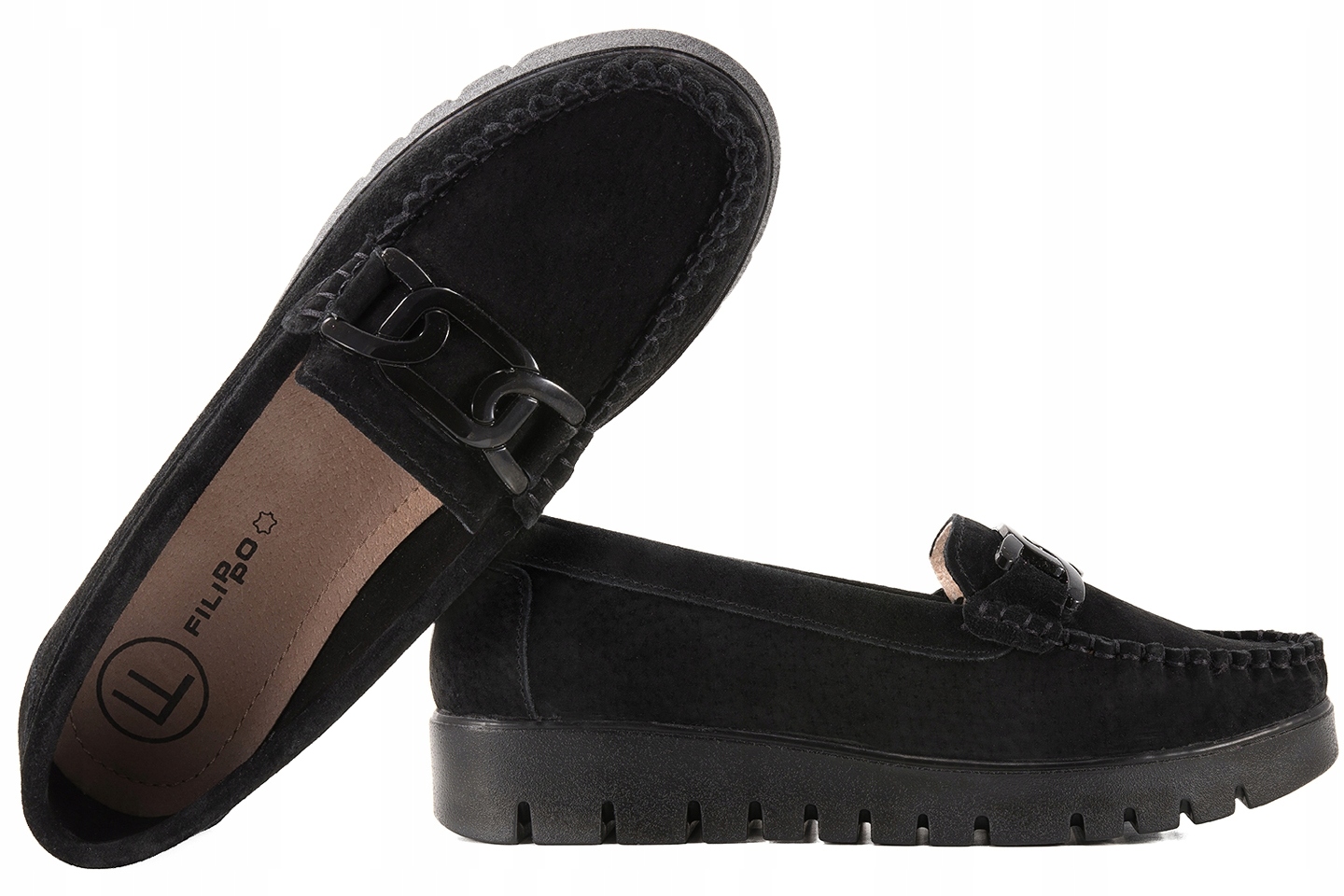 Filippo DP3334 Dámské Mokasíny Na Platformě Semišové Polobotky Kůže 36 Ča