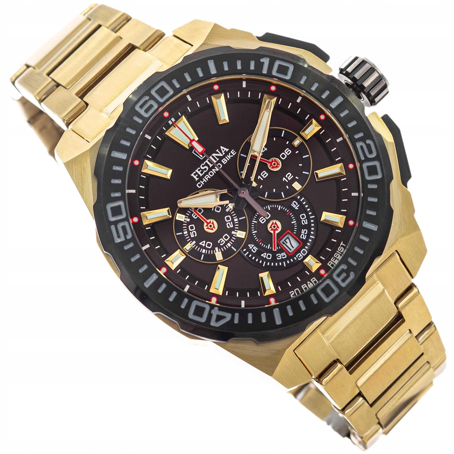 Pánské Hodinky Festina F20727/3 Chrono Bike Zlaté Na Náramku 20 Bar