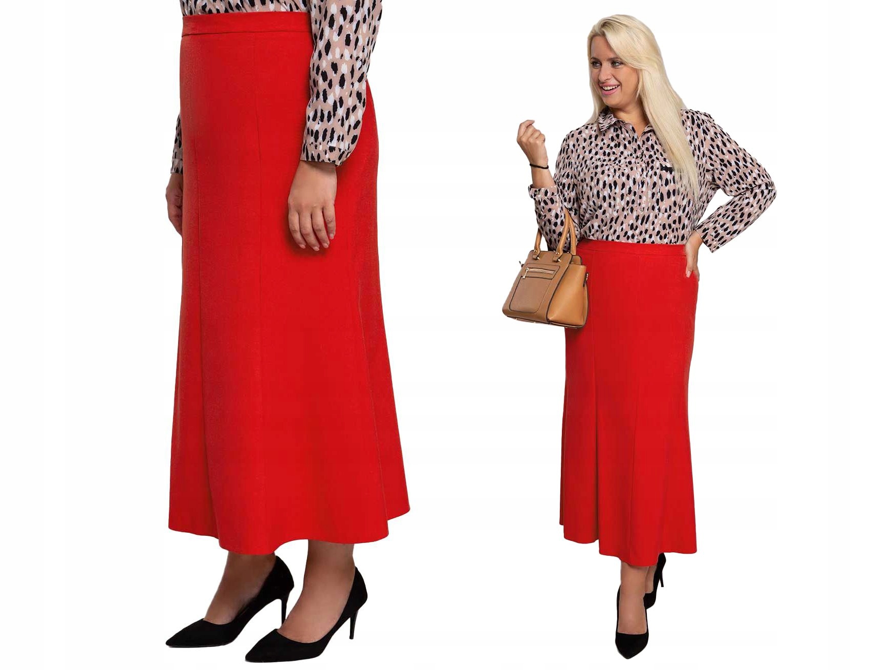 Lněná sukně v červené barvě 64