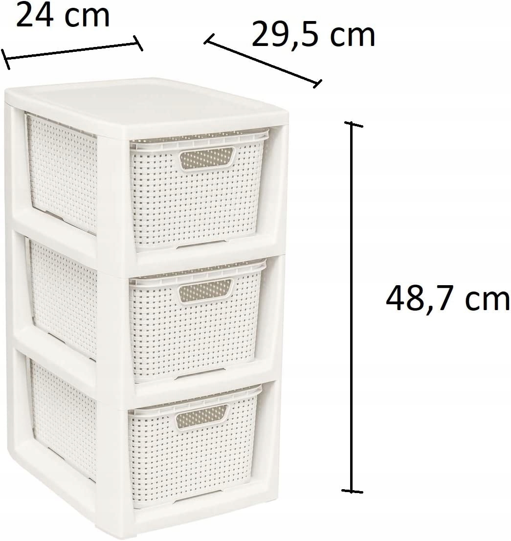 BRANQ - Regał łazienkowy - Rattan - 3x koszyki kosze - komoda słupek szafka Kod producenta 1725b