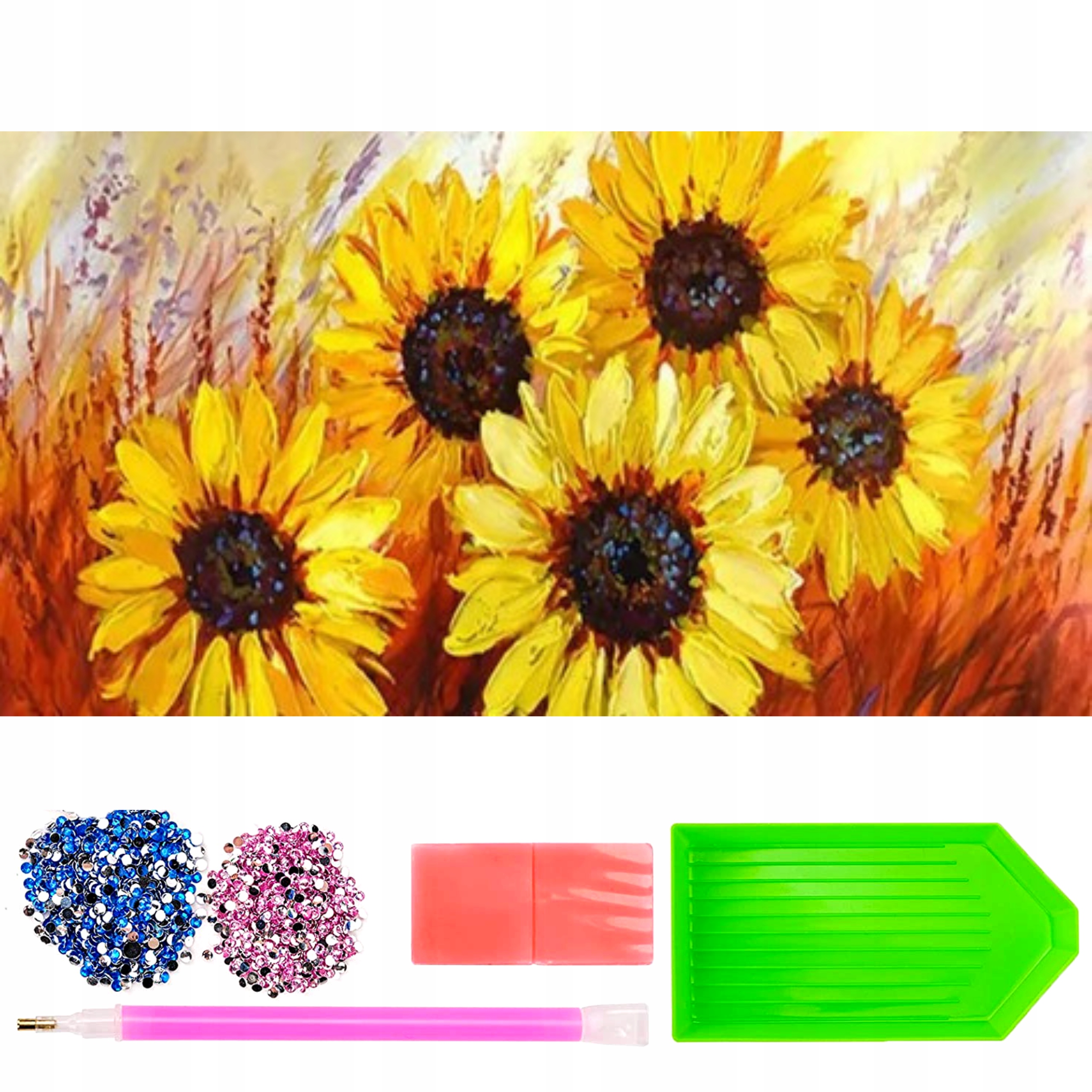 Velká Diamantová Výšivka XXL 80X40 Květy Slunečnice Diamond Paiting Mozaika