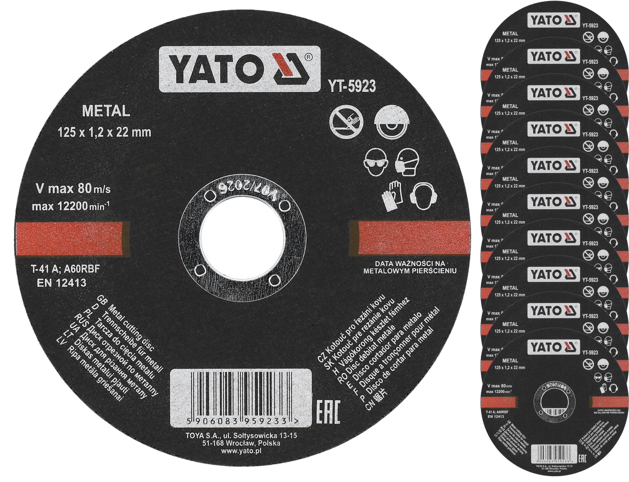 TARCZA DO METALU 125x22.2mm GRUBOŚĆ 1.2 mm 10 SZT.